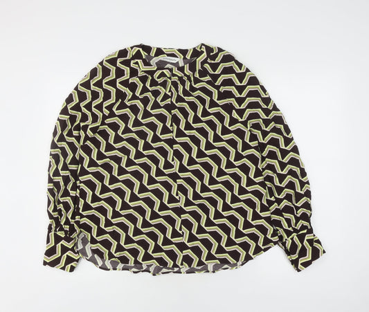 Marks and Spencer Women's Brown Geometric Blouse Size 12
