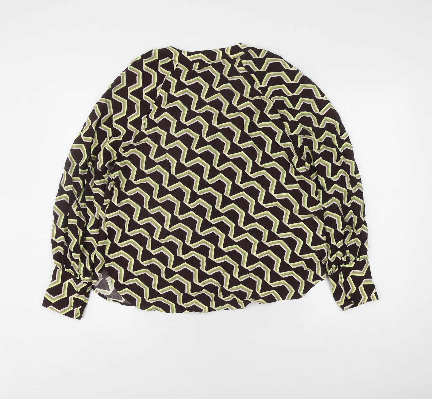 Marks and Spencer Women's Brown Geometric Blouse Size 12