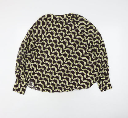 Marks & Spencer Women's Brown Geometric Blouse Size 12