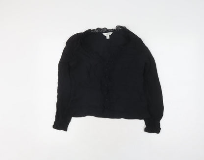 Additional front view of Marks & Spencer Black Lace Blouse, size 10, Long Sleeve