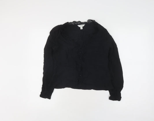 Marks and Spencer Black Lace Blouse, Size 10, Long Sleeve