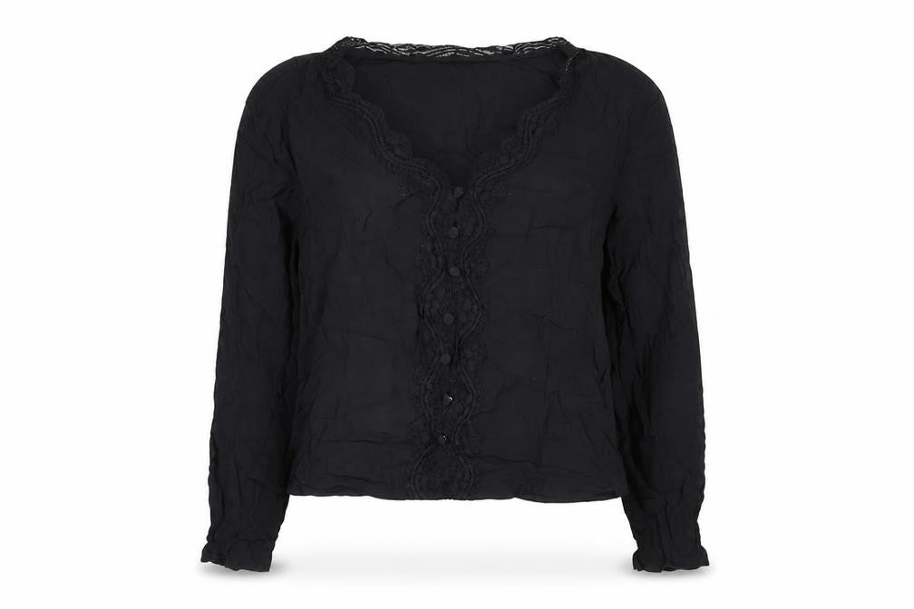 Marks & Spencer Black Lace Blouse, Size 10, Long Sleeve