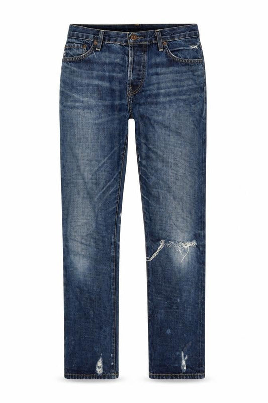 NSF Women's Blue Straight Leg Distressed Jeans Size 31