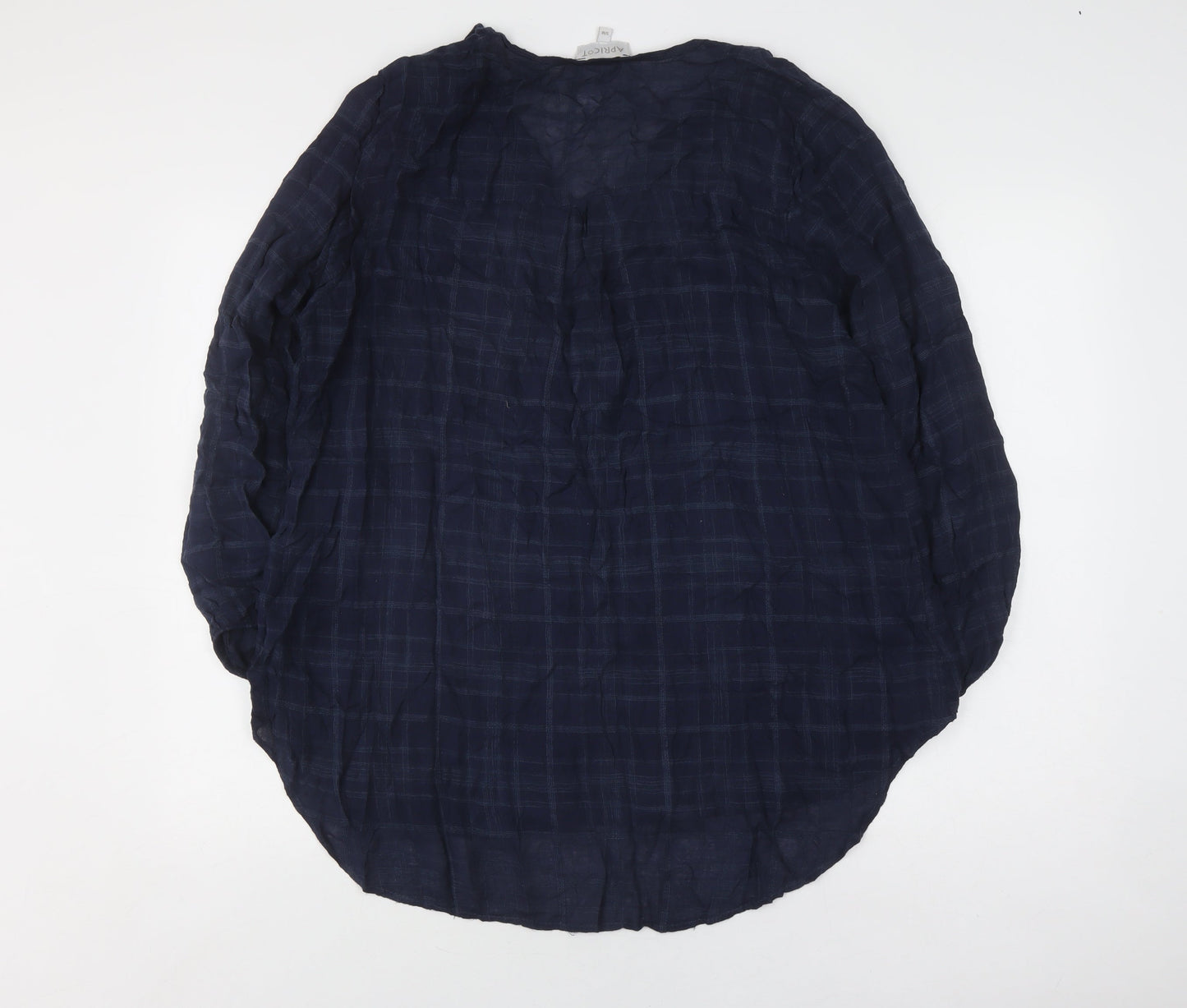 Apricot Women's Blue Check Blouse Size S 3/4 Sleeve V-Neck
