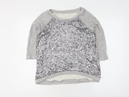 Silence + Noise Women's Grey Sequin Pullover Jumper M