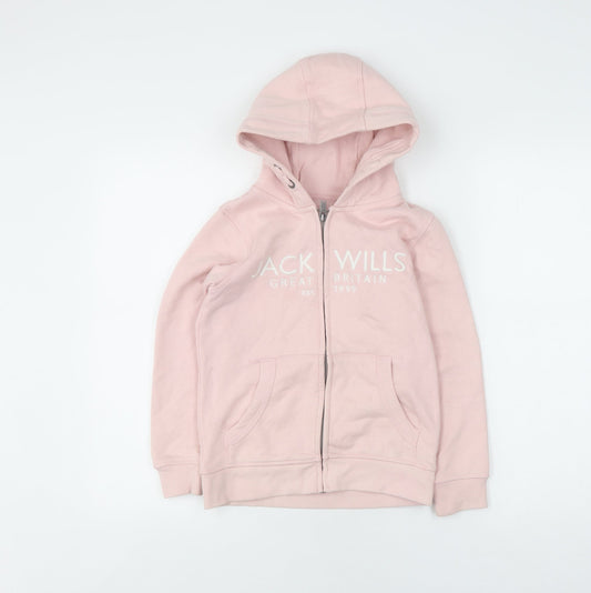 Jack Wills Girls Pink Full Zip Hoodie 7-8 Years