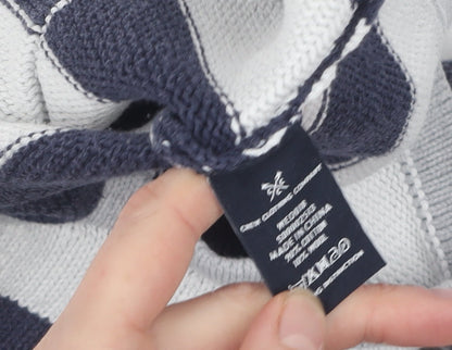 Brand and care label for Crew Clothing Women's Blue Grey Striped jumper, size 10