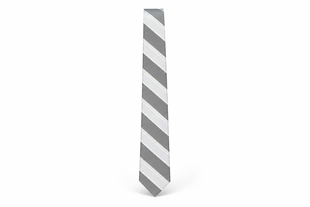 Jeff Banks Men's Silver Striped Silk Slim Tie