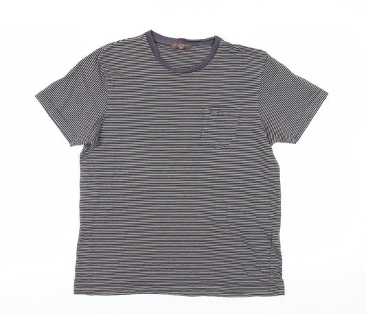 Ben Sherman Men's Grey Striped Cotton T-Shirt Size M