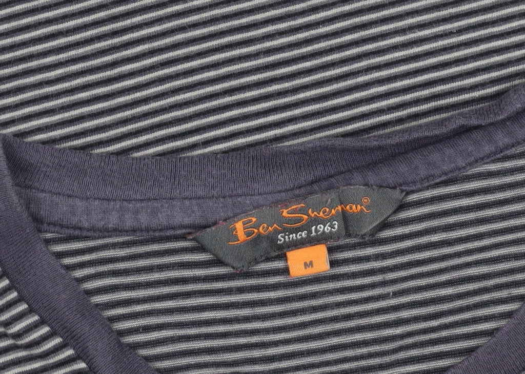 Ben Sherman Men's Grey Striped Cotton T-Shirt Size M