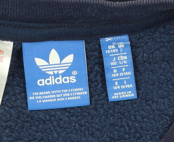 Adidas Boys Blue Sweatshirt 13-14Y Pullover Logo