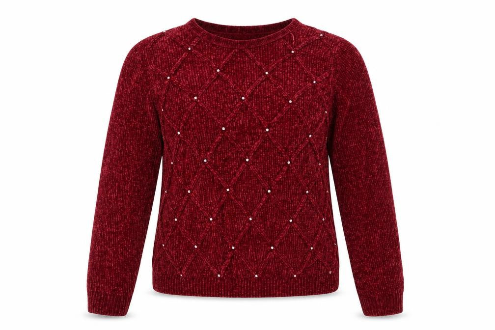 Honor Millburn Womens Red Beaded Pullover Jumper 10-12