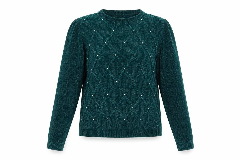 Honor Millburn Women's Green Beaded Pullover Jumper S