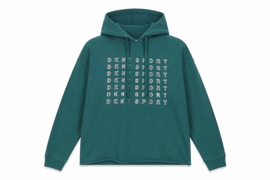 DKNY Women's Green Hoodie with Logo, Size S