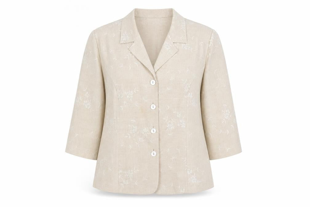 Eastex Beige Women's Blazer, Size 14, Floral Pattern
