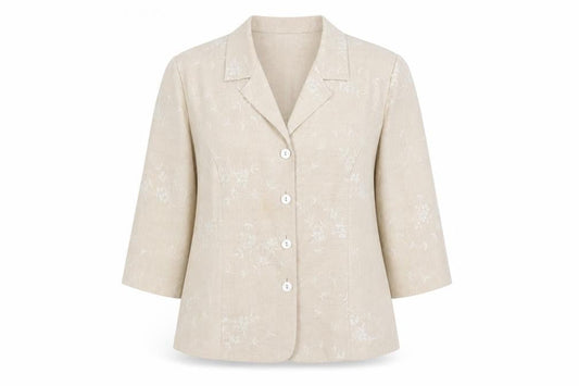 Eastex Beige Women's Blazer, Size 14, Floral Pattern