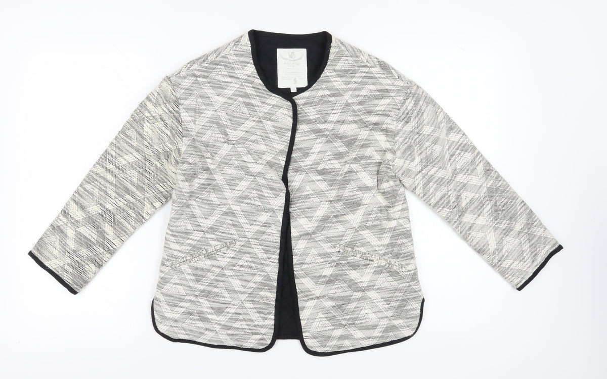 White Stuff Women's Grey Blazer, Size 8, Geometric, Casual