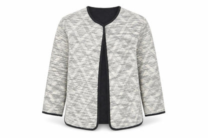 White Stuff Women's Grey Blazer, Size 8, Geometric, Casual