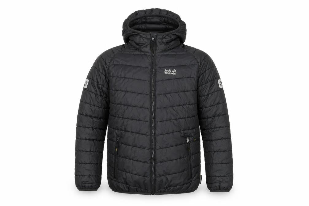 Jack Wolfskin Boys Black Puffer Jacket 8-9Yrs Hooded