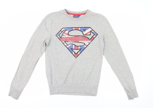 Preloved Superman Grey Logo Pullover Sweatshirt XS Men's - Front