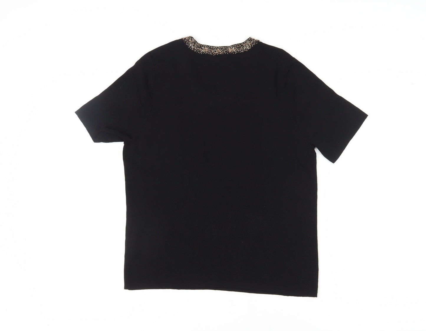 Eastex Women's Black Beaded Knit Top Size 12