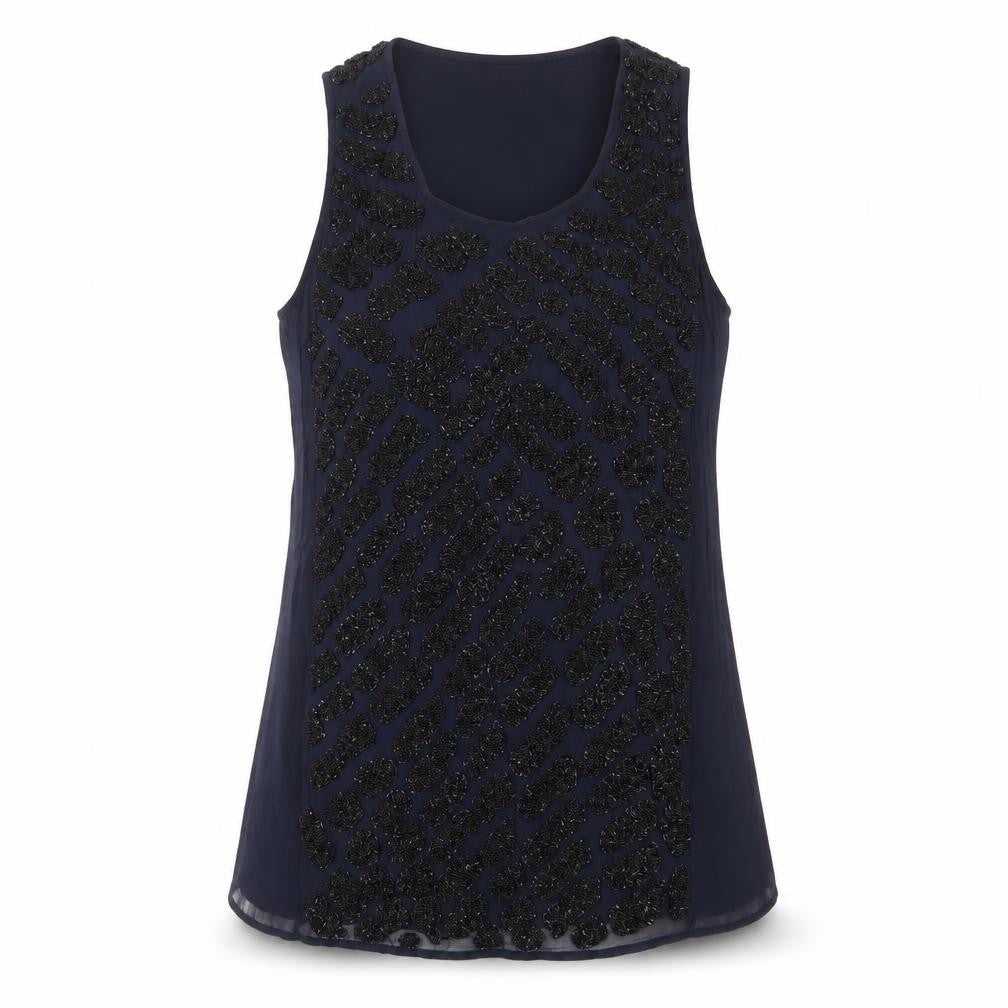 Whistles Women's Blue Sequin Tank Top, Size 8