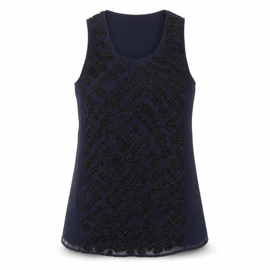 Whistles Women's Blue Sequin Tank Top, Size 8