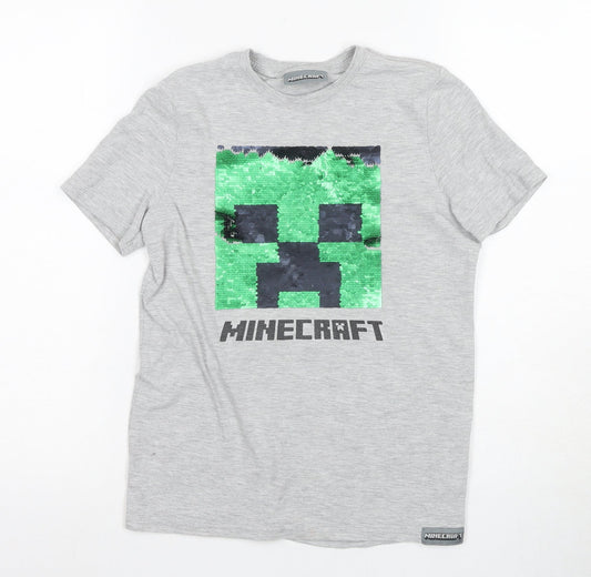 Minecraft Boys Grey Short Sleeve Graphic T-Shirt 9-10 Years