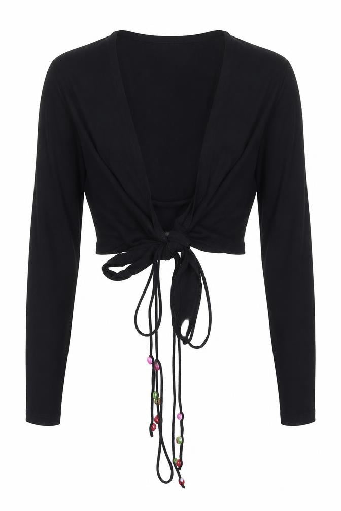 Nicole Cadine Women's Black Cropped Blouse Size 2
