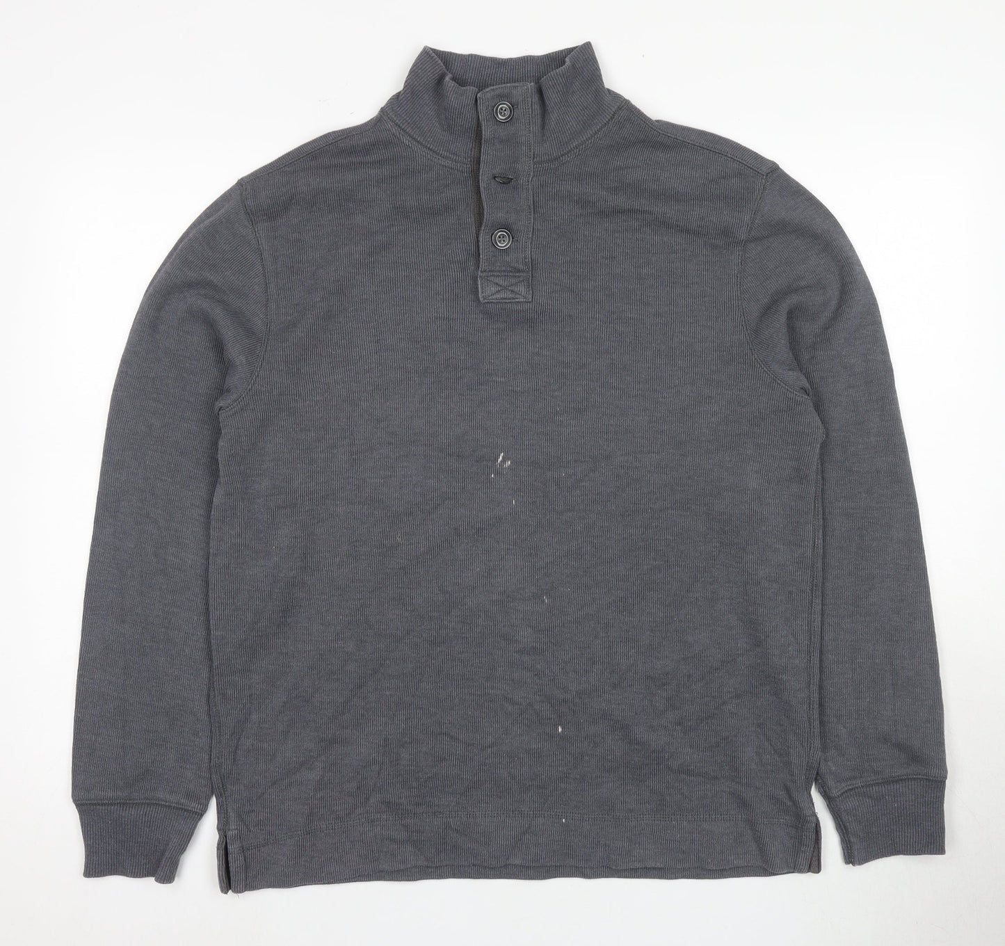 Gap Men's Grey Henley Sweatshirt L - Cotton Blend
