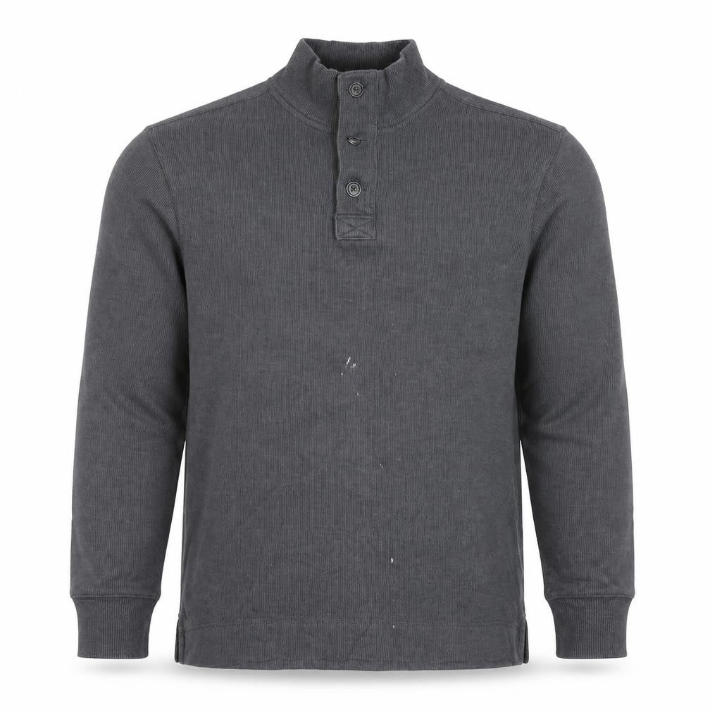 Gap Men's Grey Henley Sweatshirt L - Cotton Blend