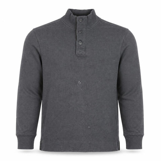 Gap Men's Grey Henley Sweatshirt L - Cotton Blend