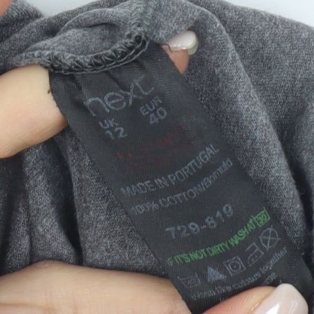 Next Women Grey Ruffle T-Shirt Size 12 Basic Casual