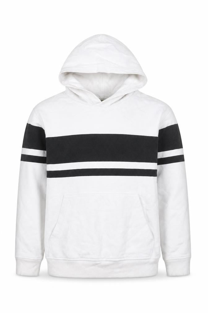 H&M Boys White Pullover Hoodie, Size 18 Plus, Casual Style