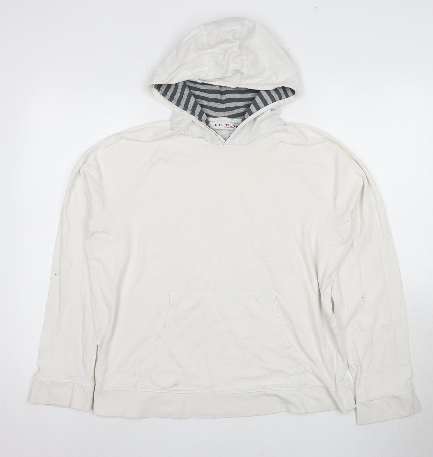 Burton White Men's Hoodie L Pullover Cotton