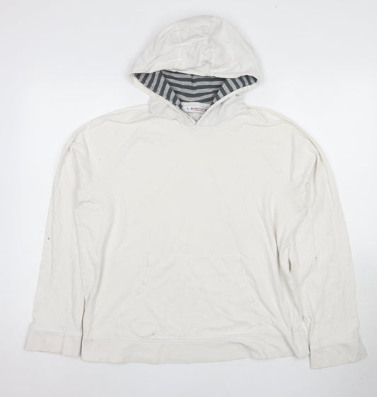 Burton White Men's Hoodie L Pullover Cotton