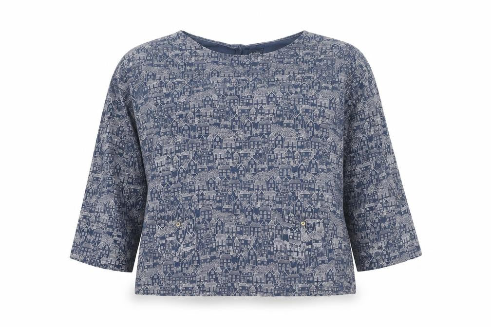 Millman & Brite Women's Blue Geometric Button-Up