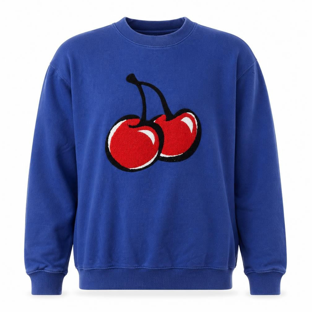 Kirsh Unisex Blue Pullover Sweatshirt M, Graphic Cherry Design