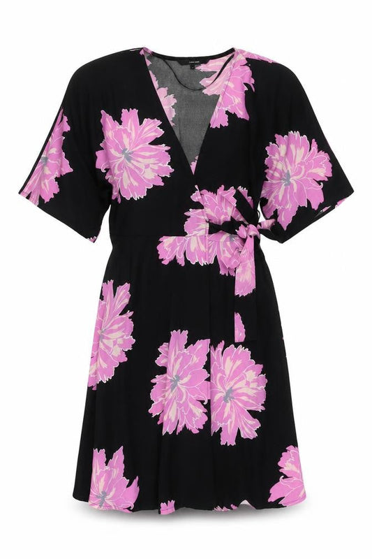Vero Moda Women's Black Floral Wrap Dress M