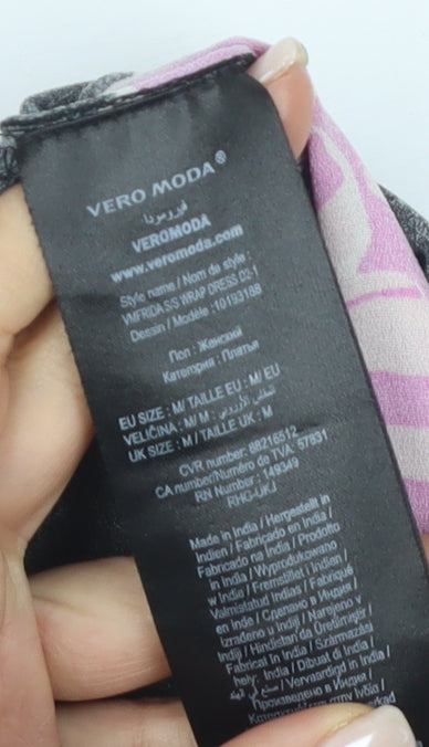 Vero Moda Women's Black Floral Wrap Dress M