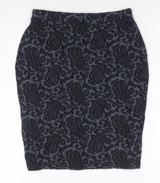 Warehouse Women's Black Paisley Pencil Skirt Size 8