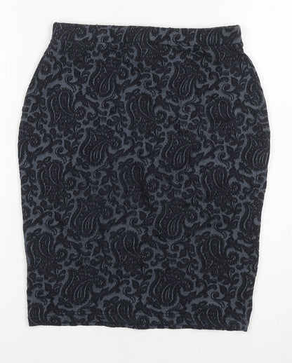 Warehouse Women's Black Paisley Pencil Skirt Size 8