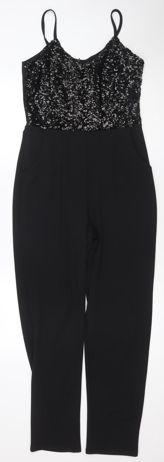 Scarlett B Women's Black Sequin Party Jumpsuit, Size 10