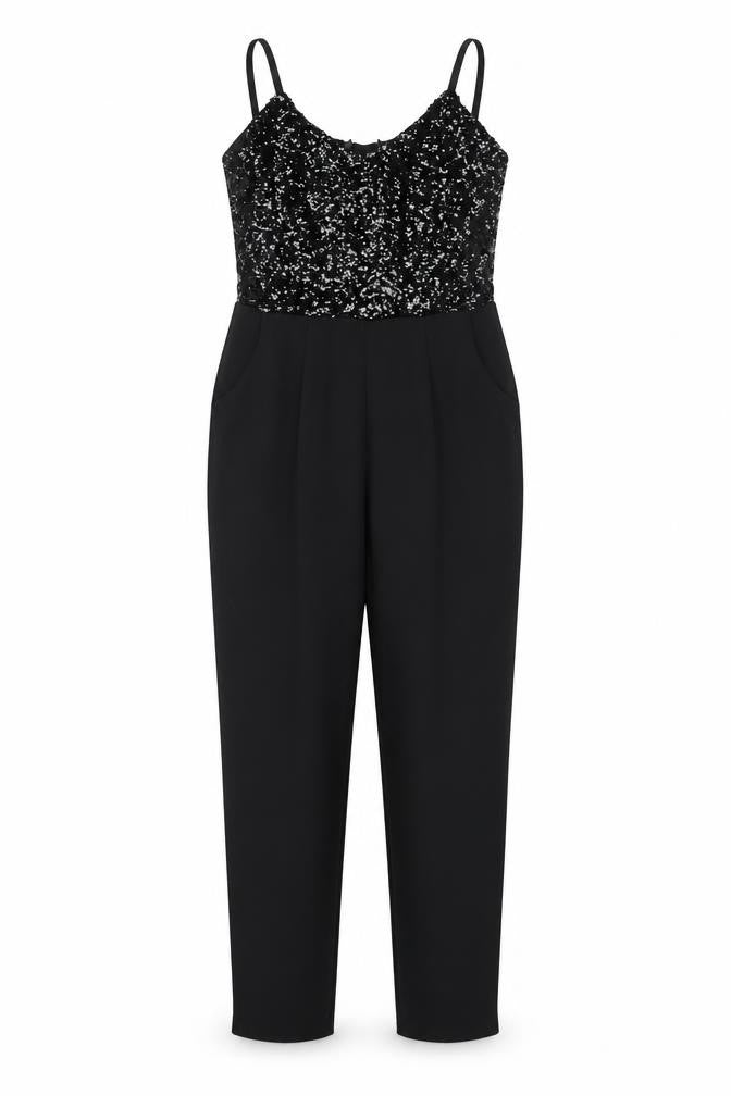 Scarlett B Women's Black Sequin Party Jumpsuit, Size 10