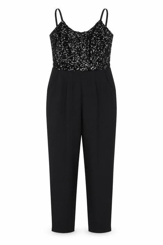Scarlett B Women's Black Sequin Party Jumpsuit, Size 10