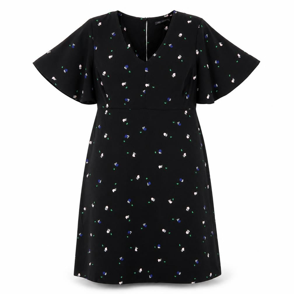 Marks & Spencer Women's Black Floral Dress V-Neck