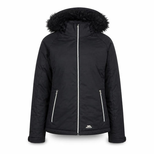 Trespass Women's Black Puffer Jacket L Hooded Warm Waterproof