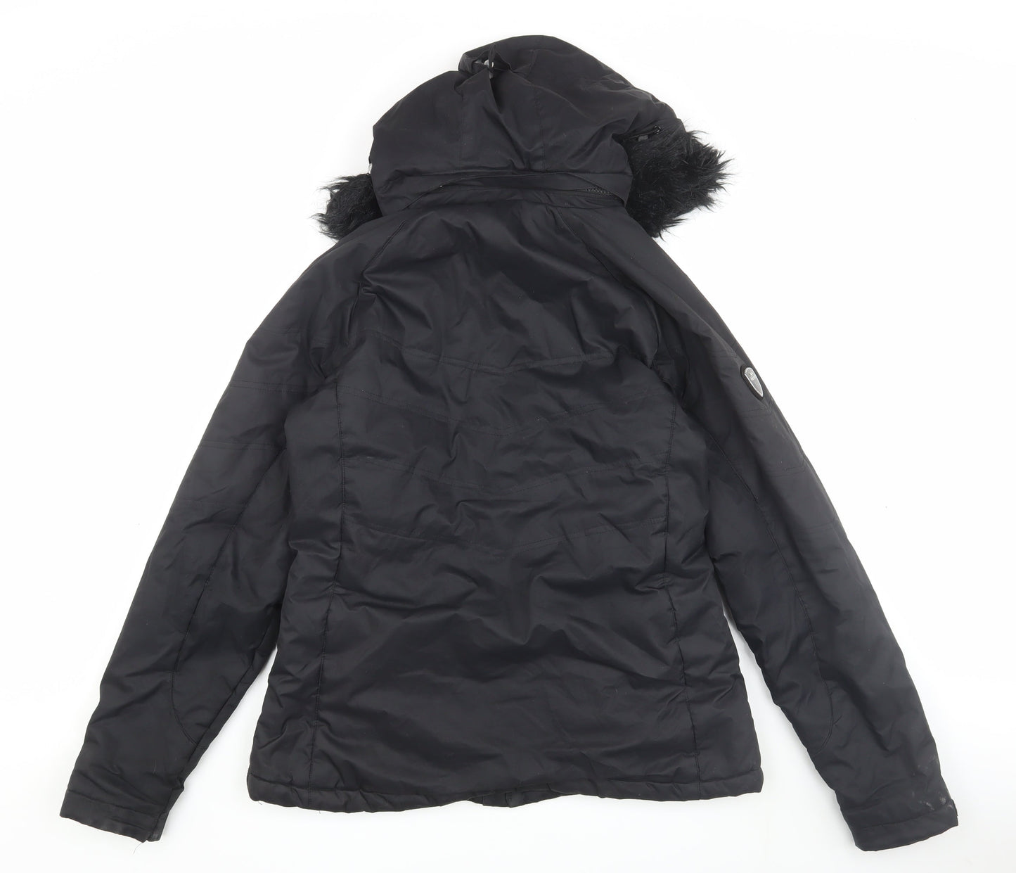 Trespass Women's Black Puffer Jacket L Hooded Warm Waterproof