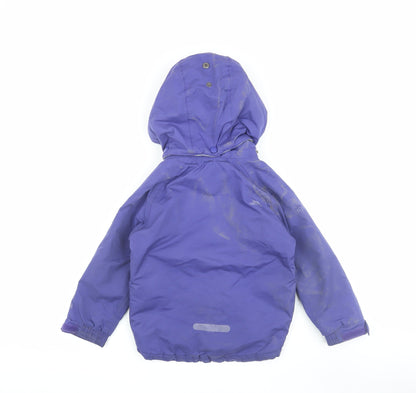 Back view of Trespass girls’ purple puffer jacket 2-3 waterproof