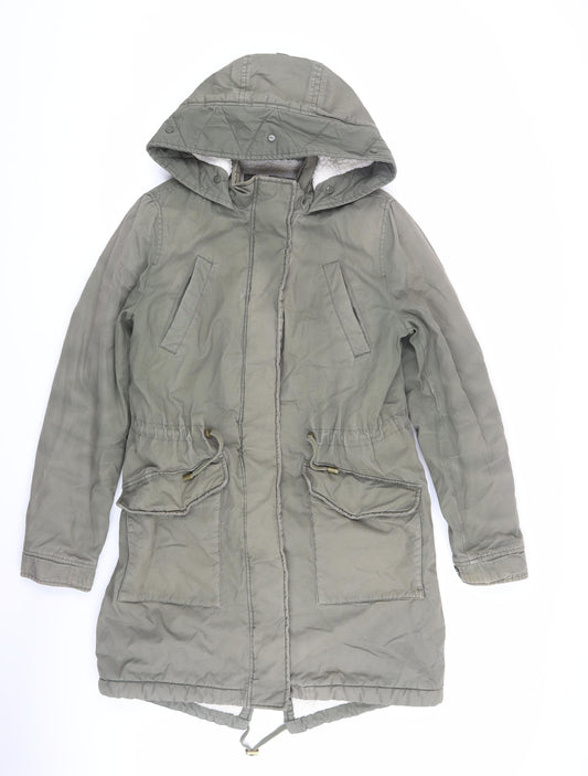 Marks and Spencer Women's Green Parka Size 10 with Hood